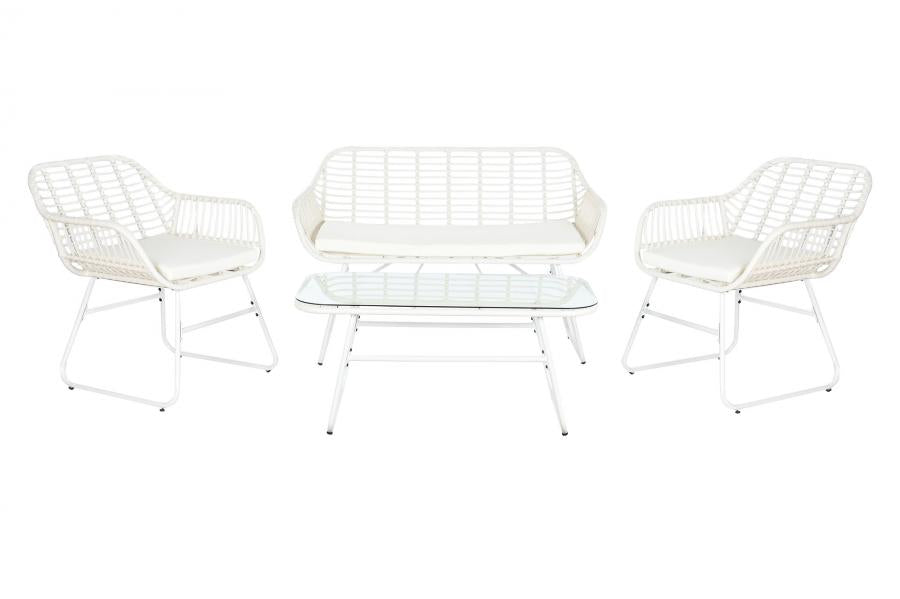 SOFA SET 4 RATAN SINTETICO 124X74X84 CON COJINES
