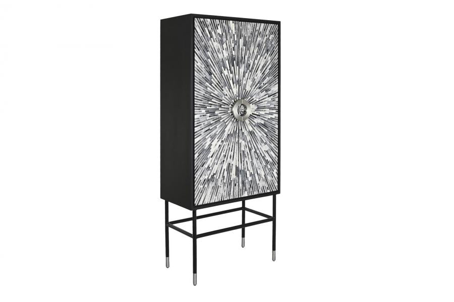 ARMARIO HUESO RESINA 75X40X181 TARACEA NEGRO