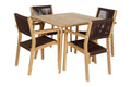 MESA SET 5 TECA CUERDA 90X90X75 54X56X84 MARRON