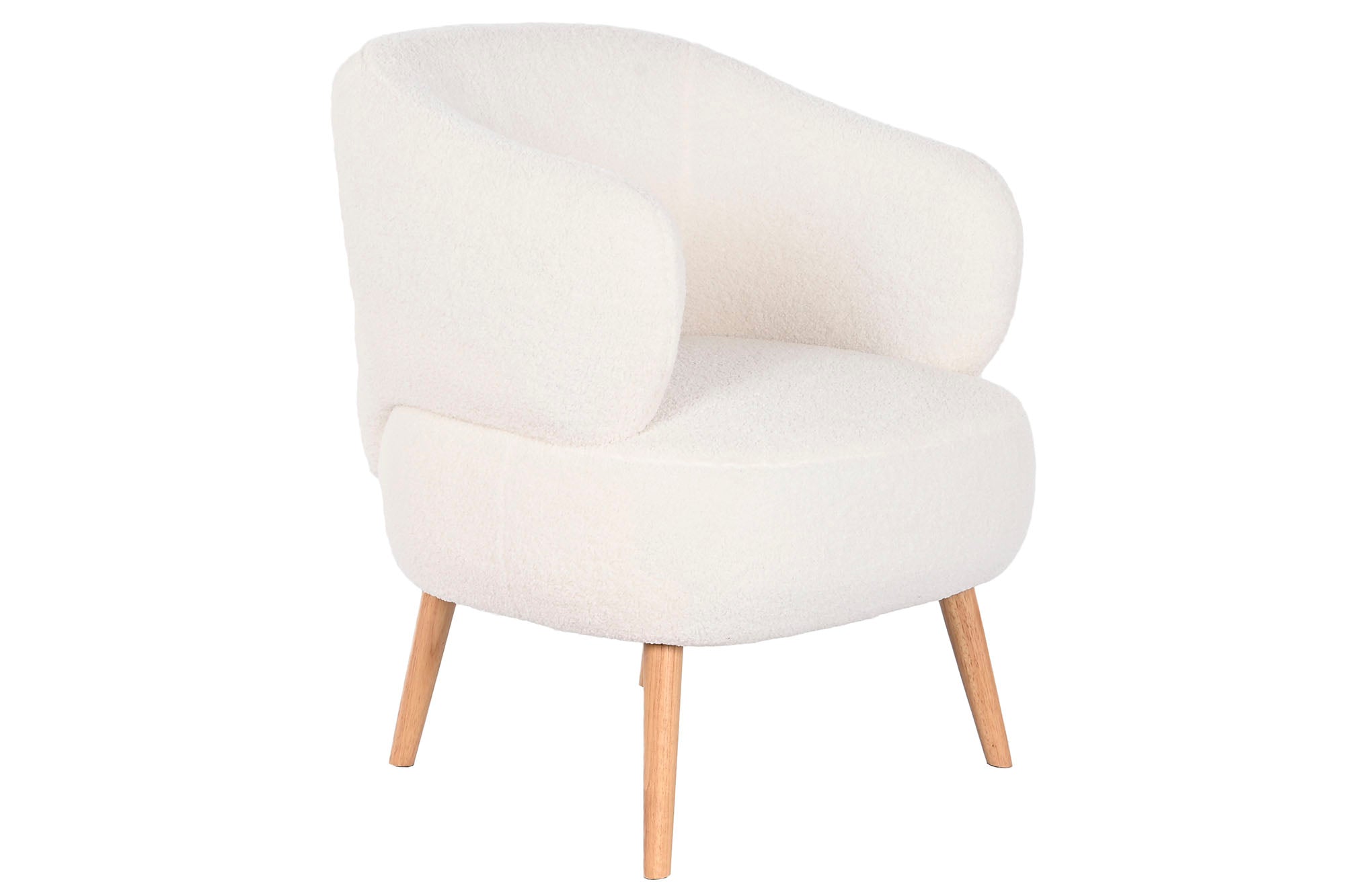 BUTACA POLIESTER MADERA 70X70X80 BORREGUITO BLANCO