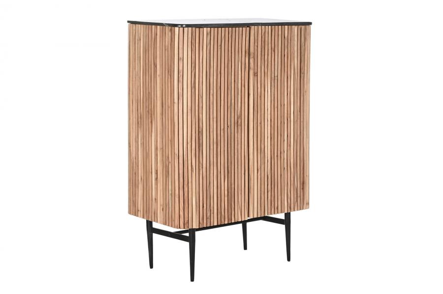 APARADOR ACACIA MARMOL 85X45X130 NEGRO