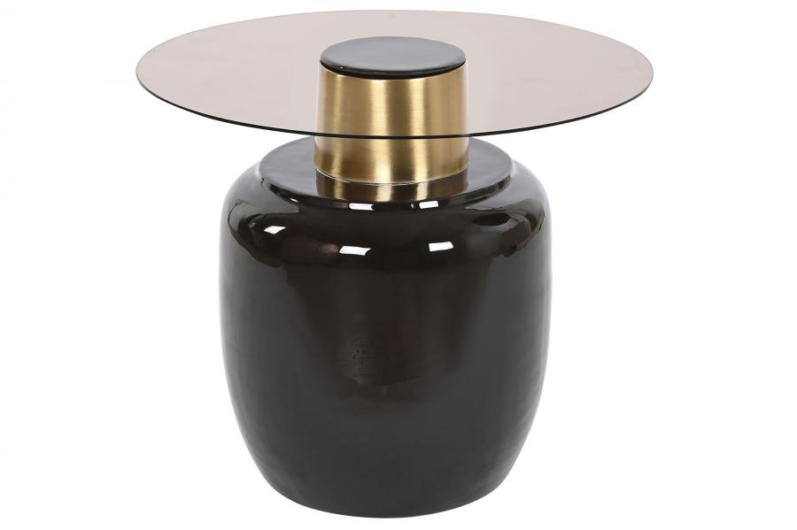 MESITA AUXILIAR CRISTAL METAL 59X59X46 NEGRO