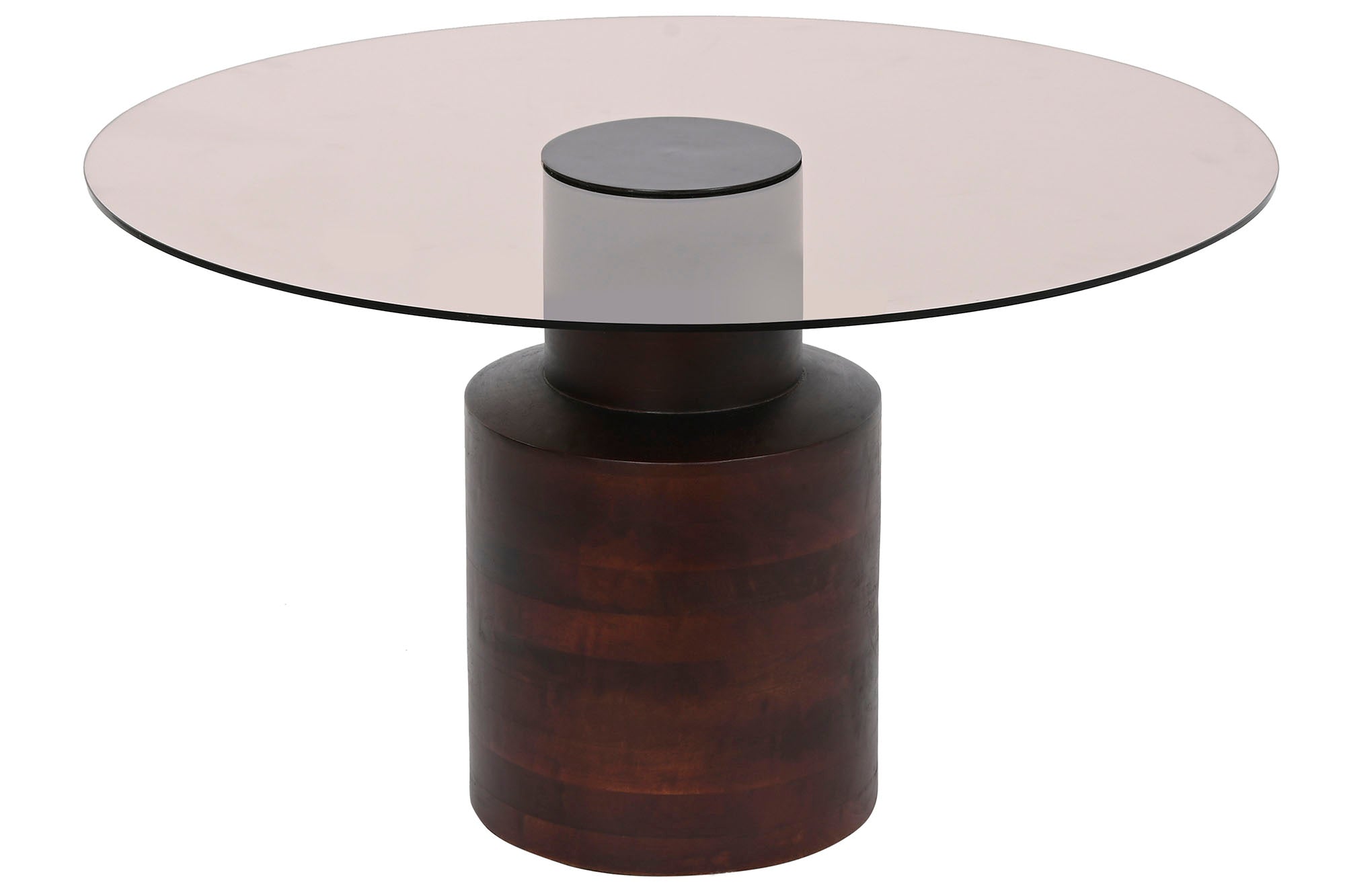 MESA CENTRO CRISTAL MANGO 80X80X40 MARRON OSCURO