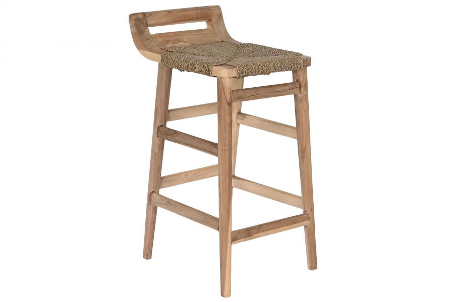 TABURETE TECA FIBRA 39X47X77 NATURAL