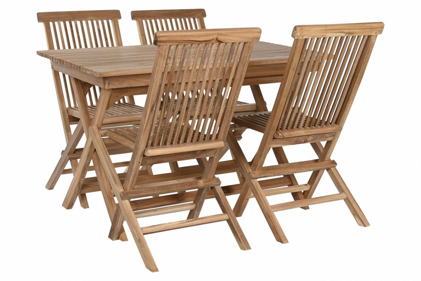 MESA COMEDOR SET 5 TECA 120X70X75 + 4 SILLAS PLEGA