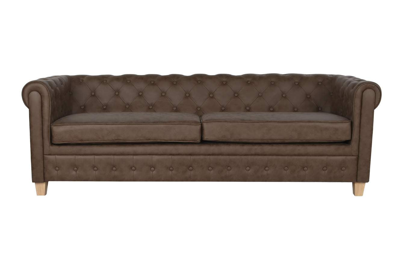 SOFA POLIESTER MADERA 216X78X70 3 PLAZAS MARRON