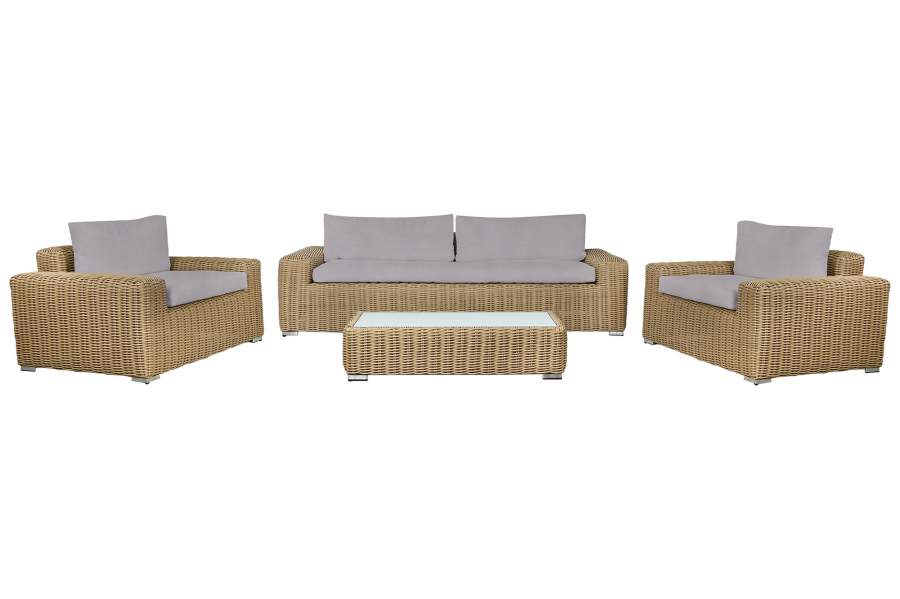 SOFA SET 4 RATAN SINTETICO OLEFINA 222X87X63