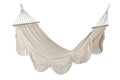 HAMACA ALGODON ABETO 200X100X5 FLECOS BLANCO
