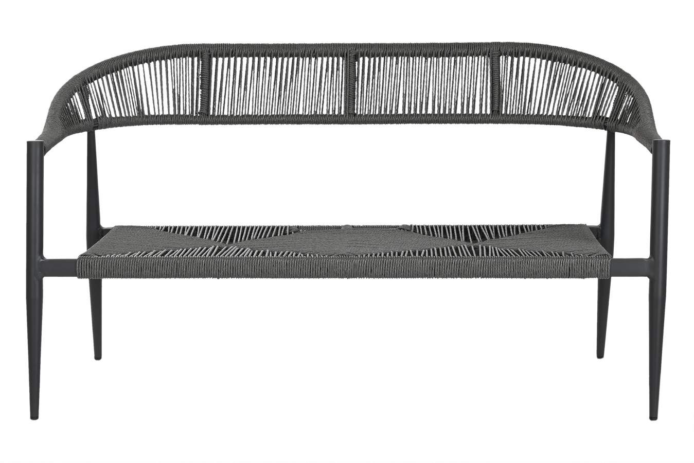 SOFA ALUMINIO RATAN 131X55X76 2 PLAZAS NEGRO