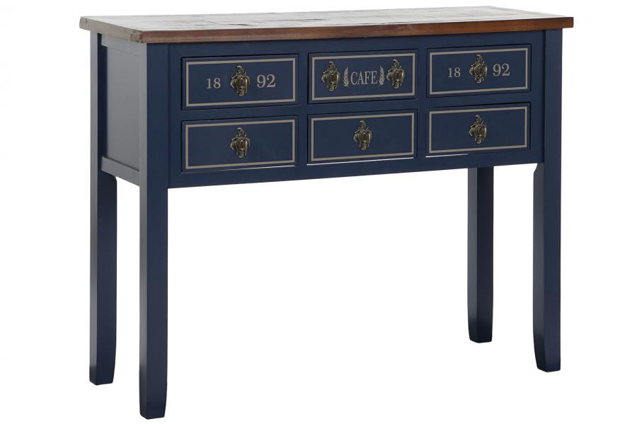 CONSOLA PAULOWNIA 103X35X80 10CAJ, AZUL MARINO