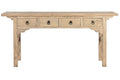 CONSOLA OLMO MACIZO 178X38X85 4 CAJ NATURAL