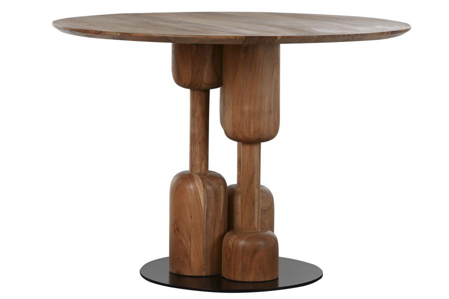 MESA REDONDA COMEDOR ACACIA METAL 106X106X76