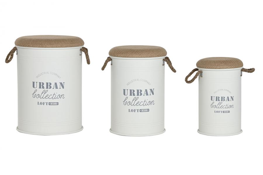 CAJA SET 3 METAL PU 40X40X55,5 BLANCO
