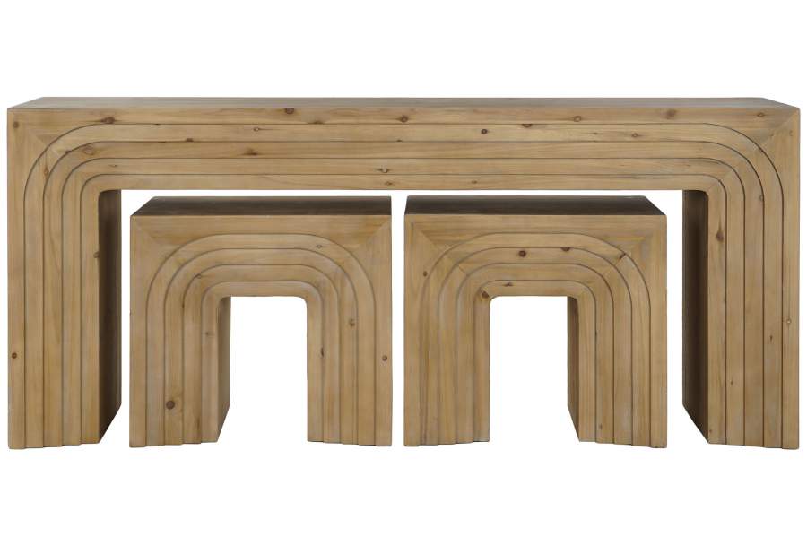 CONSOLA SET 3 ABETO MDF 180X40X80 ARCOS NATURAL