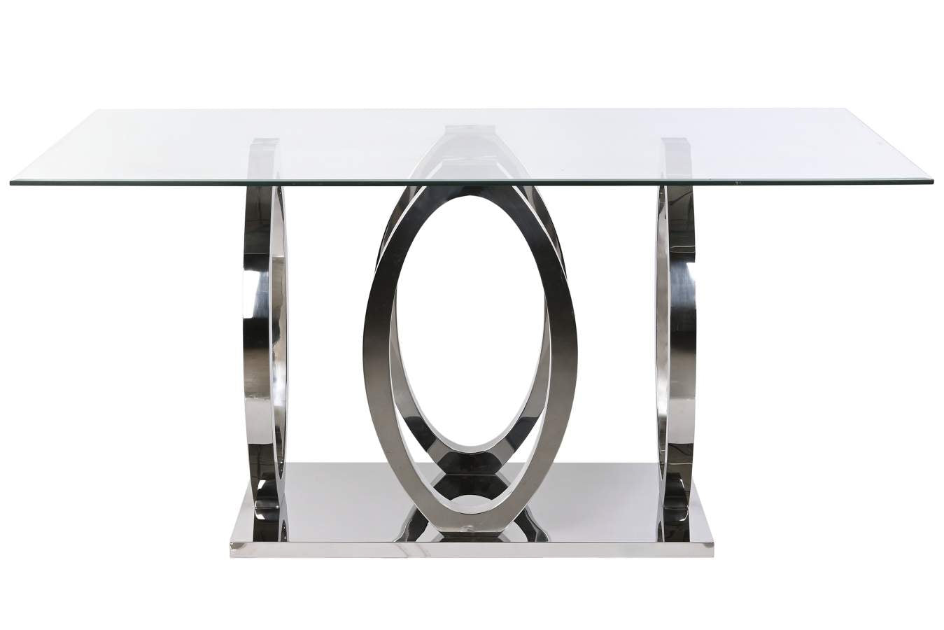 MESA COMEDOR ACERO CRISTAL TEMPLADO 160X90X76