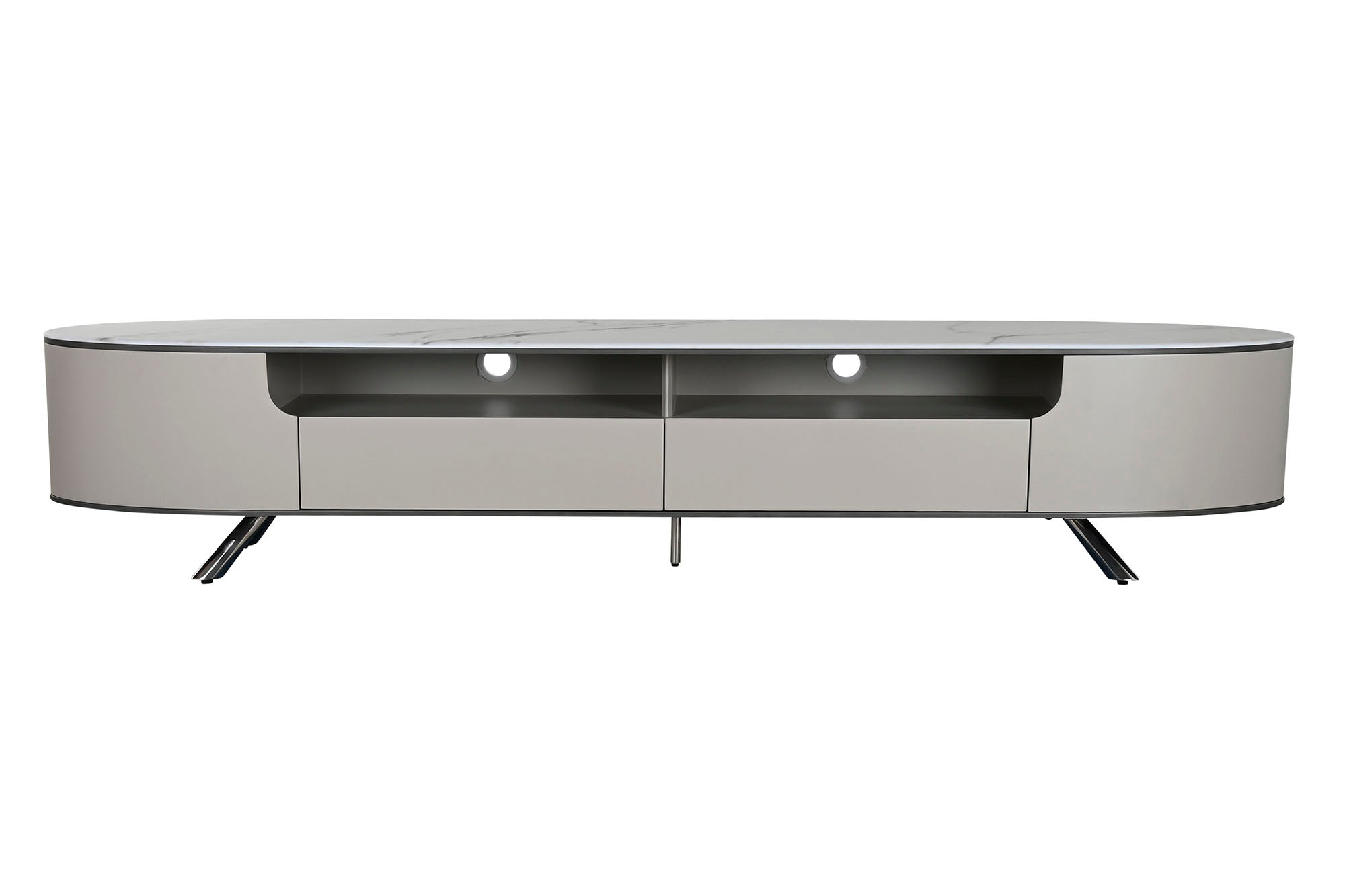MUEBLE TV MARMOL ACERO 220X42X41,5 BEIGE