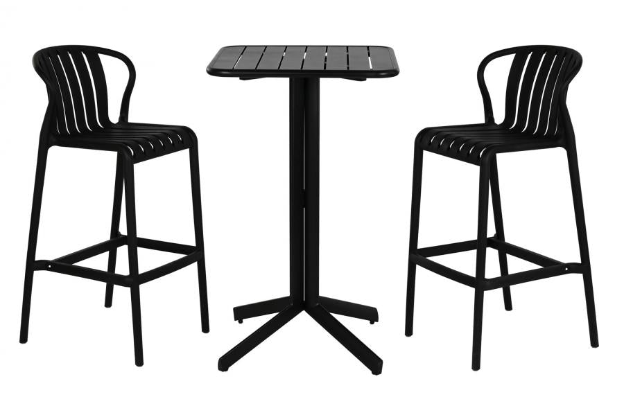 MESA BAR SET 3 PP METAL 60X60X102 TABURETE NEGRO