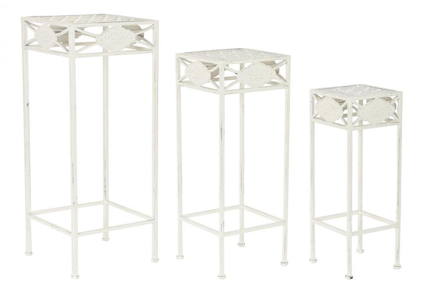 MESITA AUXILIAR SET 3 METAL 30X30X70 BLANCO