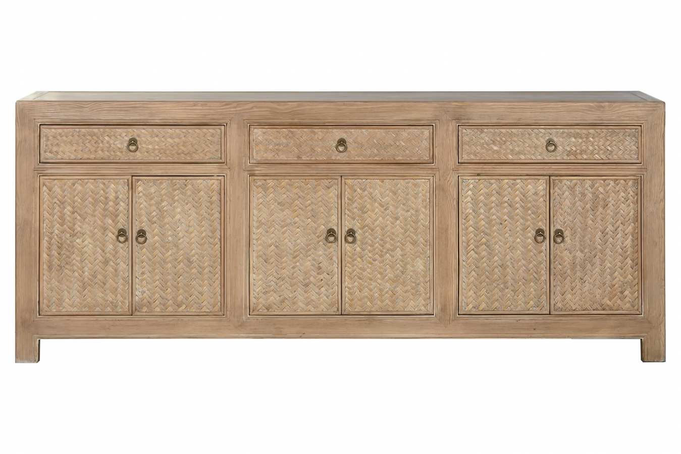 APARADOR OLMO MACIZO 215X44X88 6 PUE 3 CAJ