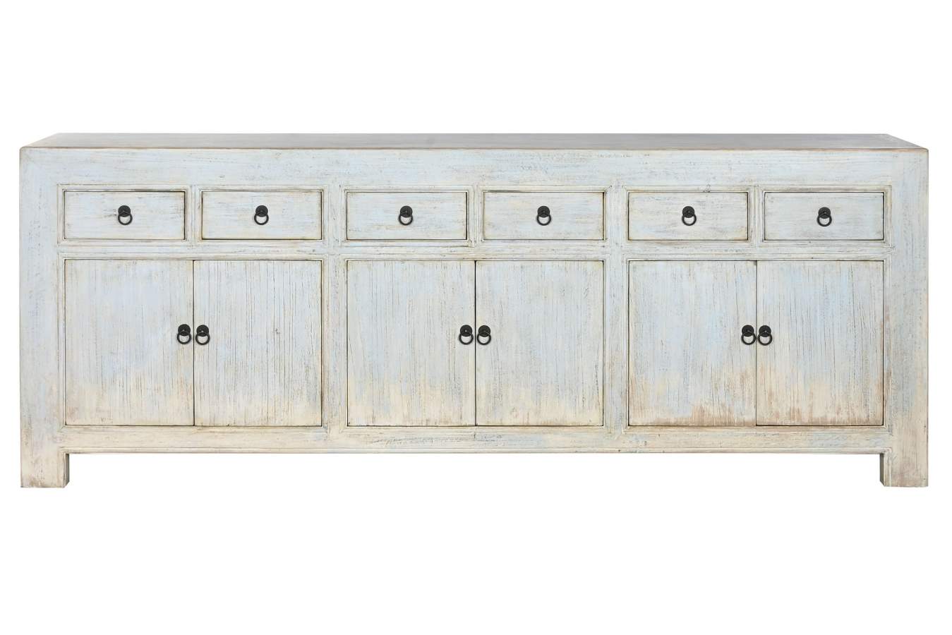 APARADOR OLMO MACIZO 220X45X85 6 PUE 6 CAJ