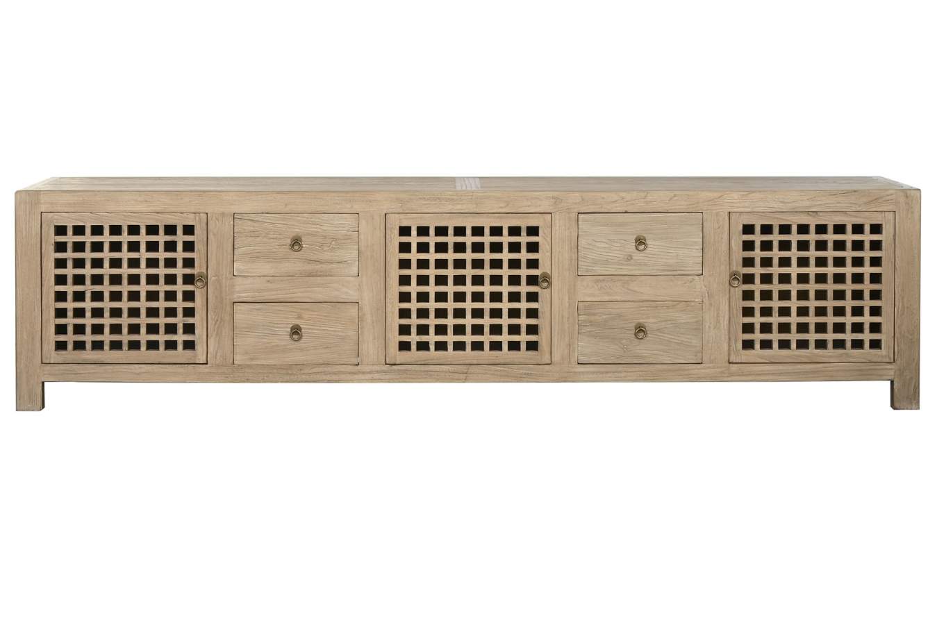 MUEBLE TV OLMO MACIZO 240X44X60 3 PUE 4 CAJ
