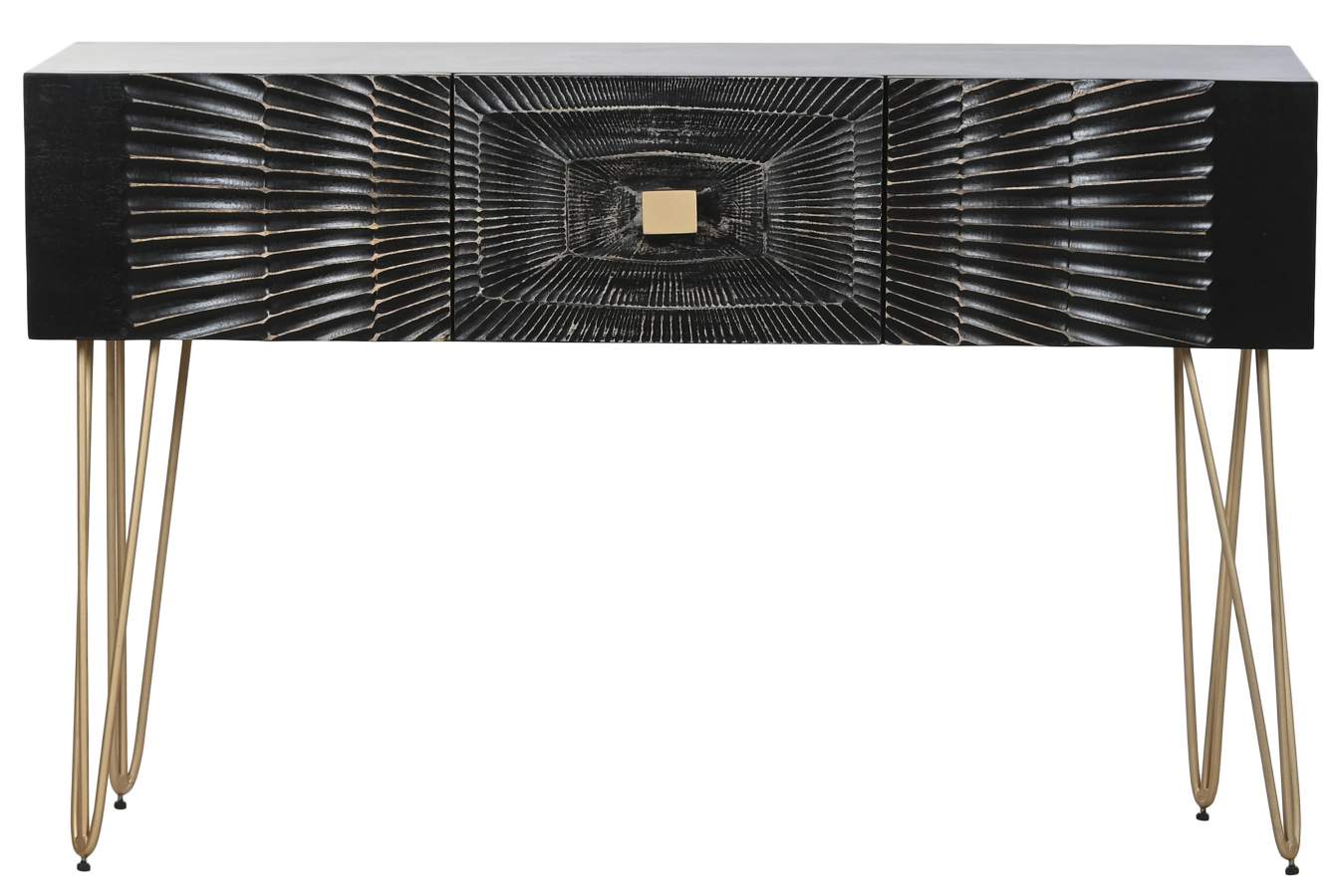 CONSOLA MANGO METAL 120X38X76 MANDALA NEGRO
