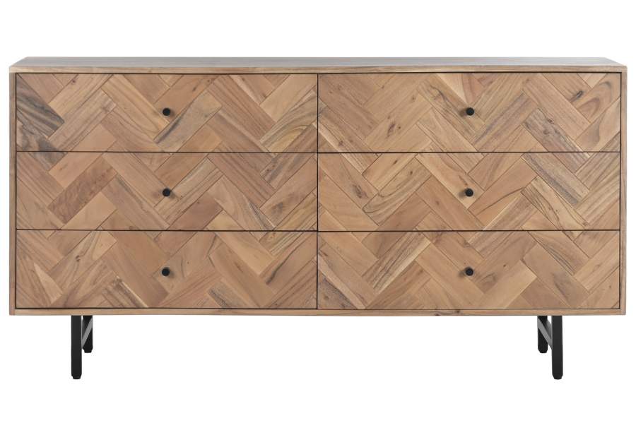 COMODA ACACIA METAL 150X40X76 MARRON CLARO