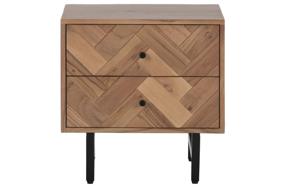 MESITA DE NOCHE ACACIA METAL 50X40X50 MARRON