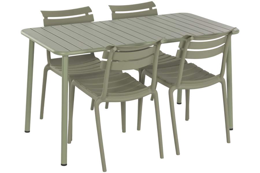 MESA COMEDOR SET 5 PP 140X70X75 4 SILLAS APILABLES