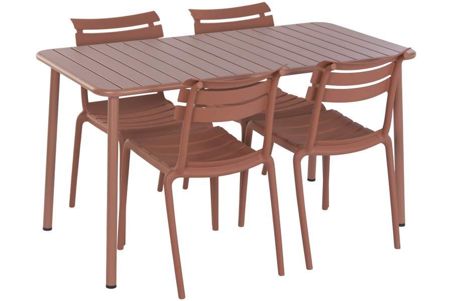 MESA COMEDOR SET 5 PP 140X70X75 4 SILLAS APILABLES