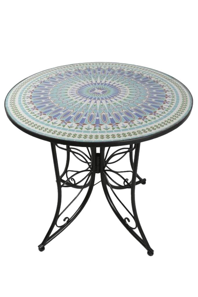 MESA REDONDA COMEDOR METAL CERAMICA 80X80X76 NEGRO