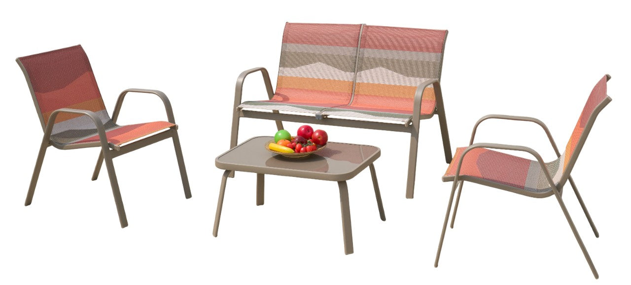 SOFA SET 4 ACERO POLIESTER 112X71X85 SUNSET