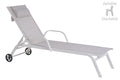 TUMBONA ACERO TEXTILENE 199X63X101 APILABLE CREMA