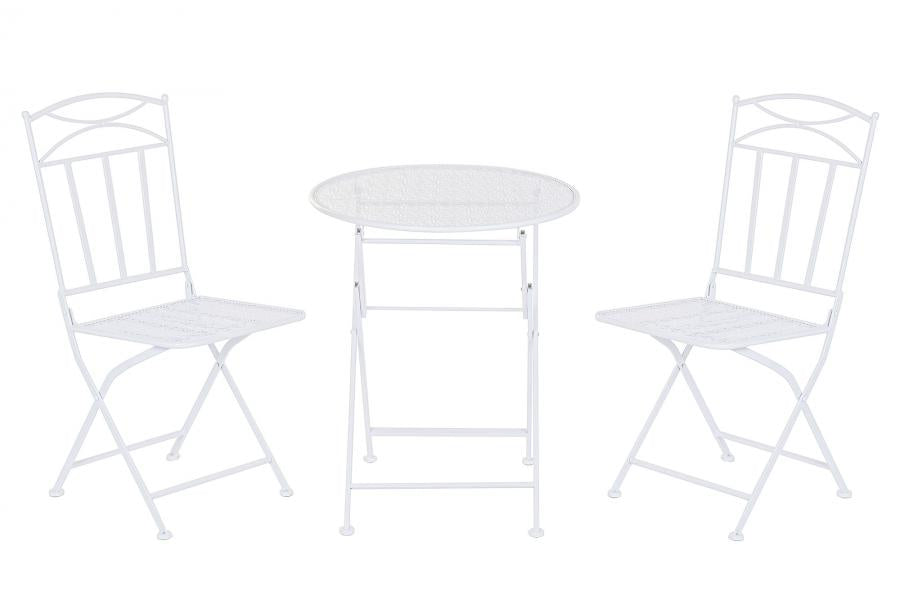MESA SET 3 HIERRO 60X60X70 HOJAS BLANCO