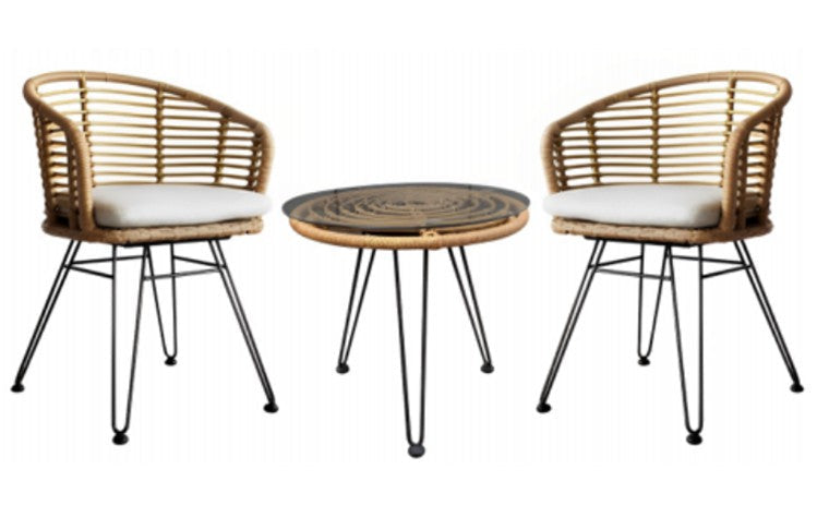 MESA SET 3 RATAN SINTETICO 56X59X76 CON COJIN