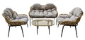 SOFA SET 4 RATAN SINTETICO 130X79X84 MARRON