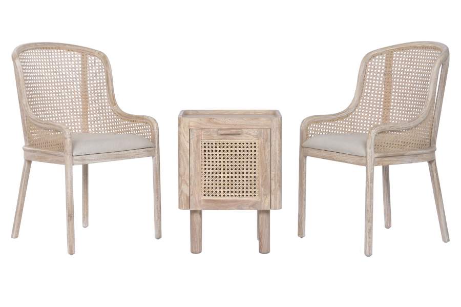 SILLA SET 3 TECA RATAN 53X50X91 NATURAL