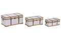 BAUL SET 3 MADERA POLIESTER 70X40X31 BORREGUITO