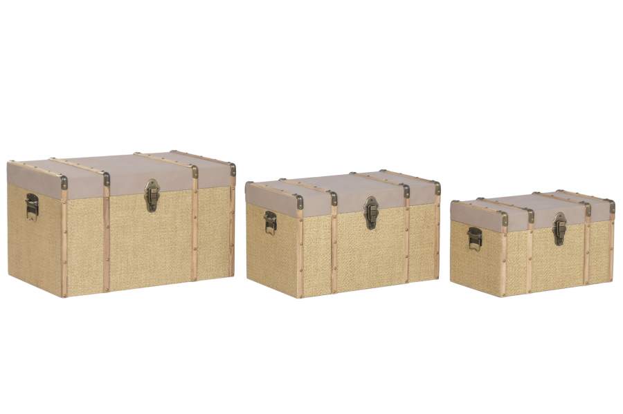 BAUL SET 3 PU FIBRA 56X35X33 MARRON